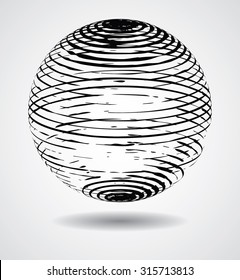Abstract Elliptical Design Element. Vector illustration isolated on White Background. Useful Info graphic and Logo Template. Ball in Grunge Style.