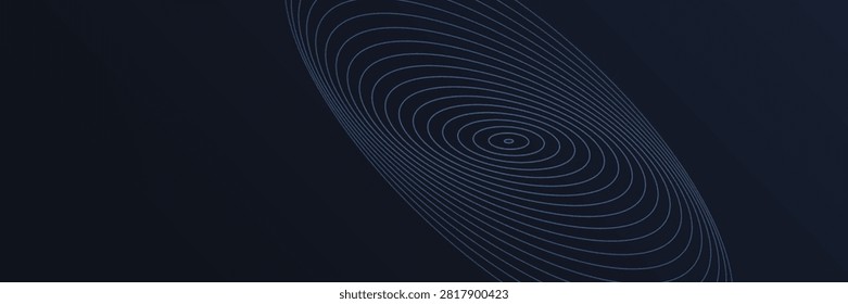 Abstract Elliptical Wave Pattern on Dark Blue Background, Minimalist Design, Digital Art