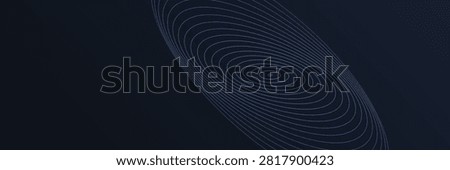 Abstract Elliptical Wave Pattern on Dark Blue Background, Minimalist Design, Digital Art