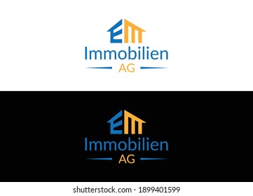 Abstract em letter minimalist emblem logo design