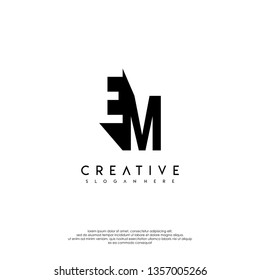 abstract EM logo letter in shadow design concept