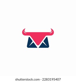 abstract email bull logo design