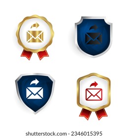Resumen Email Forward Badge y Label Collection, se pueden usar para diseños de negocios, presentaciones o cualquier diseño adecuado.