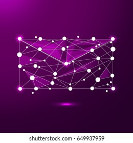 Abstract e-mail symbol in the form of a starry sky or space, consisting of points, lines, and shapes in the form of planets, stars and the universe. Vector business