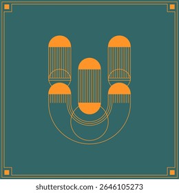 Abstract emblem candelabra light chandelier in Art Deco style