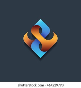 Abstract emblem, design concept, logo, logotype element. Energy, flame, gas vector shape. 