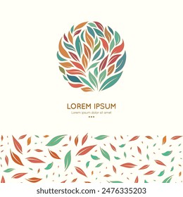 Abstract emblem with leaves. Can be used for jewelry, beauty and fashion industry. Great for logo, monogram, invitation, flyer, menu, background, or any desired idea.