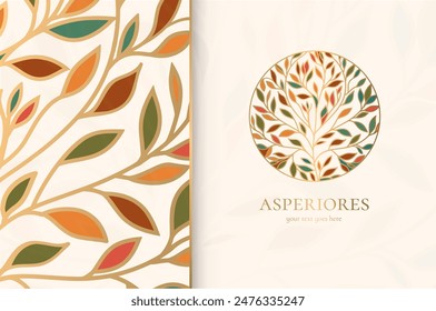 Abstractas emblema con hojas. Puede ser utilizado para la joyería, la belleza y la industria de la moda. Ideal para el logotipo, monograma, invitación, folleto, menú, fondo, o cualquier idea deseada.