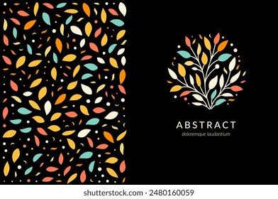 Abstractas emblema con hojas. Puede ser utilizado para la joyería, la belleza y la industria de la moda. Ideal para el logotipo, monograma, invitación, folleto, menú, fondo, o cualquier idea deseada.