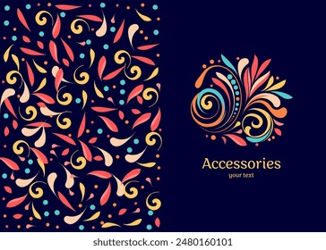 Abstract emblem with leaves. Can be used for jewelry, beauty and fashion industry. Great for logo, monogram, invitation, flyer, menu, background, or any desired idea.