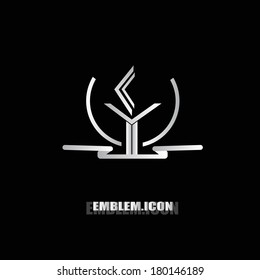 Abstract Emblem Metallic.Science and Education Symbol.Vector