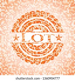 Lot abstract emblem, orange mosaic background