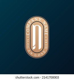 Abstract Emblem Premium luxury corporate identity elegant letter N logo design