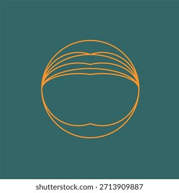Abstract Emblem ring decoration. Dawn is an architectural form. The logo is in the Art Deco style.