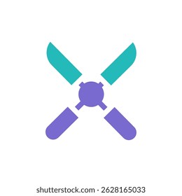 Abstract emblem with rotating blade element design in pastel color palette