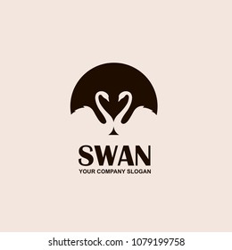emblema abstracto con cisne en círculo negro