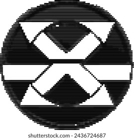 Abstract emblem with two interlocking arrows