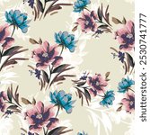 abstract an embossed blooming bright flower motif arrangement all - over textile design illustration digital image printing factory