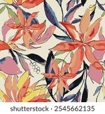 Abstract an embossed blooming bright flower motif arrangement all- over textile design illustration digital image printing factory