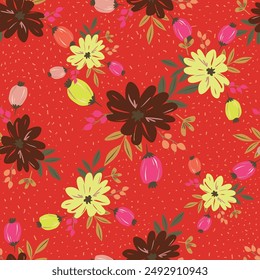 Abstract an embossed blooming bright flower motif arrangement all- over textile design illustration digital image printing factory