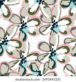 Abstract an embossed blooming bright flower motif arrangement all- over textile design illustration digital image printing factory