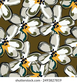 Abstract an embossed blooming bright flower motif arrangement all- over textile design illustration digital image printing factory