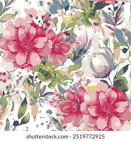 abstract an embossed blooming bright flower motif arrangement all - over textile design illustration digital image printing factory