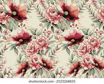 abstract an embossed blooming bright flower motif arrangement all - over textile design illustration digital image printing factory