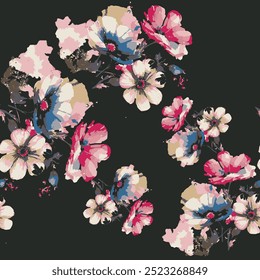abstrato e em relevo florescendo brilhante arranjo de motivo de flor tudo - sobre a ilustração de design têxtil digital fábrica de impressão de imagem