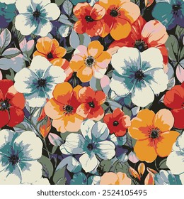 abstract an embossed blooming bright flower motif arrangement all - over textile design illustration digital image printing factory