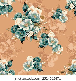 abstract an embossed blooming bright flower motif arrangement all - over textile design illustration digital image printing factory