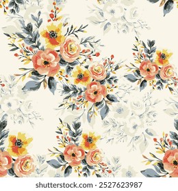 Un arreglo brillante floreciente en relieve del motivo de la flor todo - sobre la fábrica de la impresión digital de la Imagen de la ilustración del diseño textil