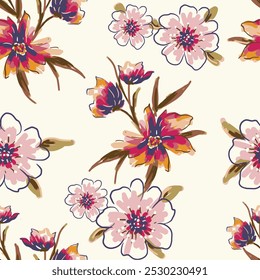 abstract an embossed blooming bright flower motif arrangement all - over textile design illustration digital image printing factory