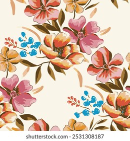 abstract an embossed blooming bright flower motif arrangement all - over textile design illustration digital image printing factory