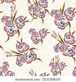 abstract an embossed blooming bright flower motif arrangement all - over textile design illustration digital image printing factory