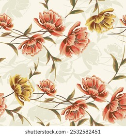 abstract an embossed blooming bright flower motif arrangement all - over textile design illustration digital image printing factory