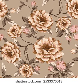 Abstract an embossed blooming bright flower motif arrangement all- over textile design illustration digital image printing factory