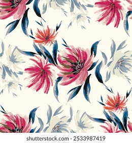 abstract an embossed blooming bright flower motif arrangement all - over textile design illustration digital image printing factory