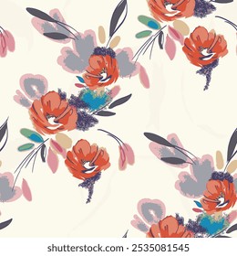 abstract an embossed blooming bright flower motif arrangement all - over textile design illustration digital image printing factory