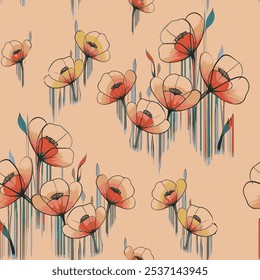 abstract an embossed blooming bright flower motif arrangement all - over textile design illustration digital image printing factory