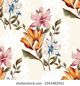 abstract an embossed blooming bright flower motif arrangement all - over textile design illustration digital image printing factory