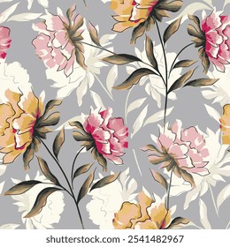 abstract an embossed blooming bright flower motif arrangement all - over textile design illustration digital image printing factory