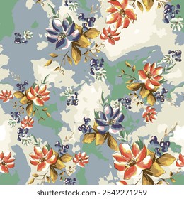 abstract an embossed blooming bright flower motif arrangement all - over textile design illustration digital image printing factory