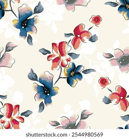 abstract an embossed blooming bright flower motif arrangement all - over textile design illustration digital image printing factory