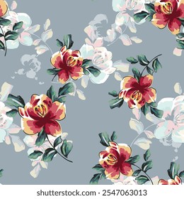 abstract an embossed blooming bright flower motif arrangement all - over textile design illustration digital image printing factory