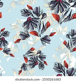 abstract an embossed blooming bright flower motif arrangement all - over textile design illustration digital image printing factory