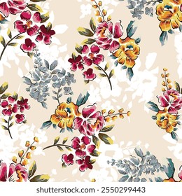 abstract an embossed blooming bright flower motif arrangement all - over textile design illustration digital image printing factory