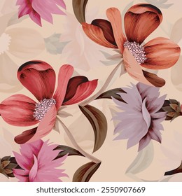 abstract an embossed blooming bright flower motif arrangement all - over textile design illustration digital image printing factory