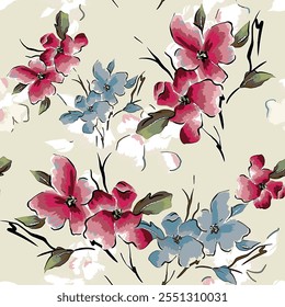 abstract an embossed blooming bright flower motif arrangement all - over textile design illustration digital image printing factory