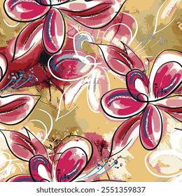 abstract an embossed blooming bright flower motif arrangement all - over textile design illustration digital image printing factory